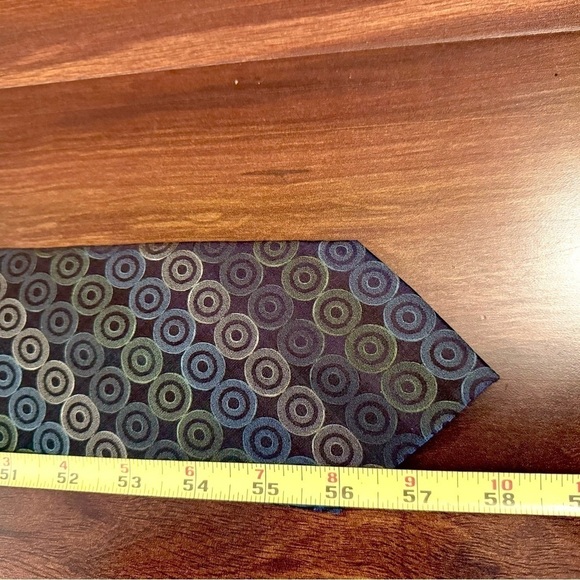 🍂SALE🍂 CALVIN KLEIN Vintage 100% Silk Dark Gray/Green Geometric Tie - Picture 10 of 10